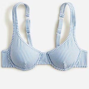 J. Crew size 40D underwire bikini top in seersucker